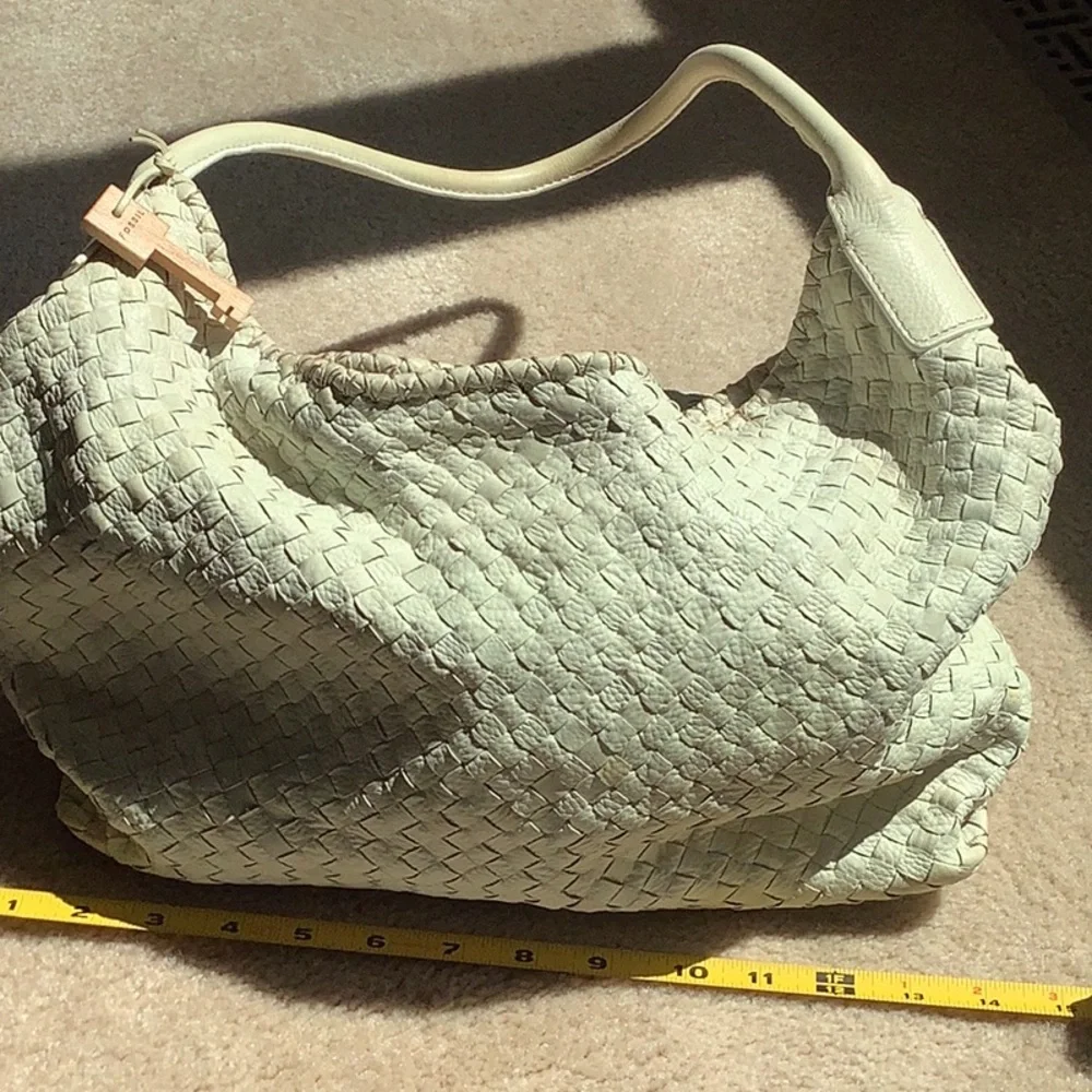 Fossil genuine leather handbag, cream, hobo